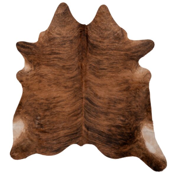 Un Tapis peau de vache écologique marron | 210x180 cm sur un fond blanc.