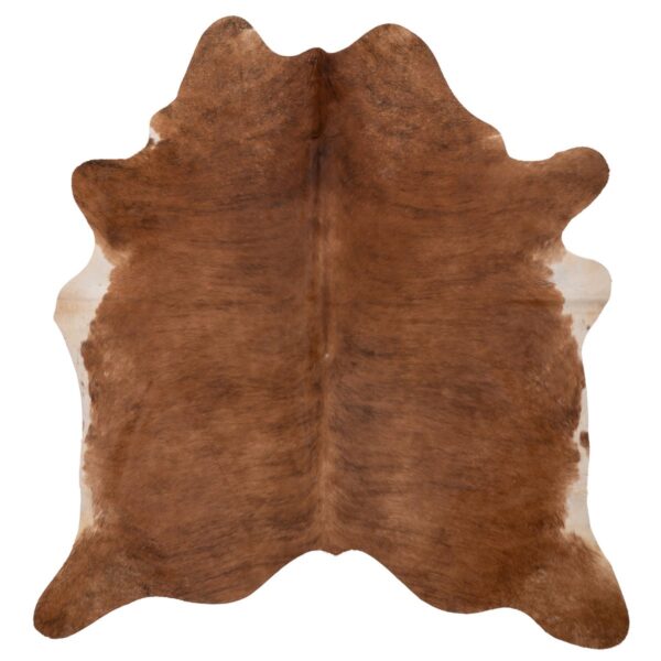 A Tapis peau de vache couleur noisette | 210x180 cm sur fond blanc.