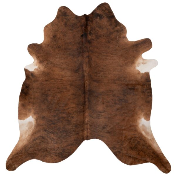 Un Tapis peau de vache XL marron sur fond blanc.