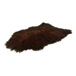 Un Tapis peau de mouton marron naturel | 100×65 cm sur un fond blanc.