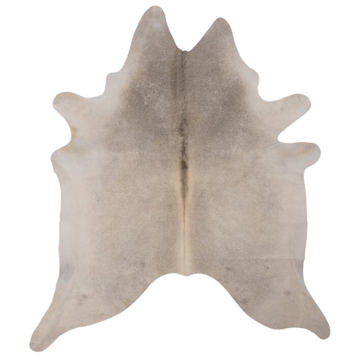 Un tapis peau de vache poil ras | 180x160 cm sur un fond blanc.