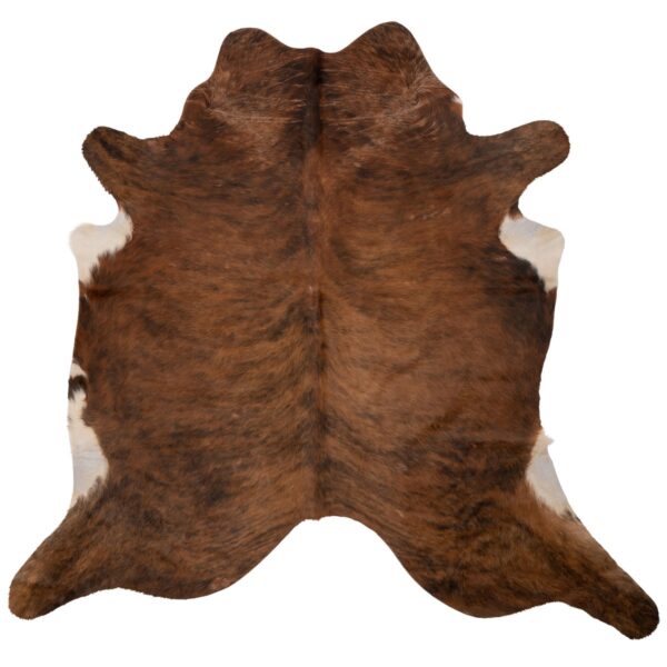 Un Tapis peau de vache de qualité supérieure marron | 210x180 cm sur un fond blanc.