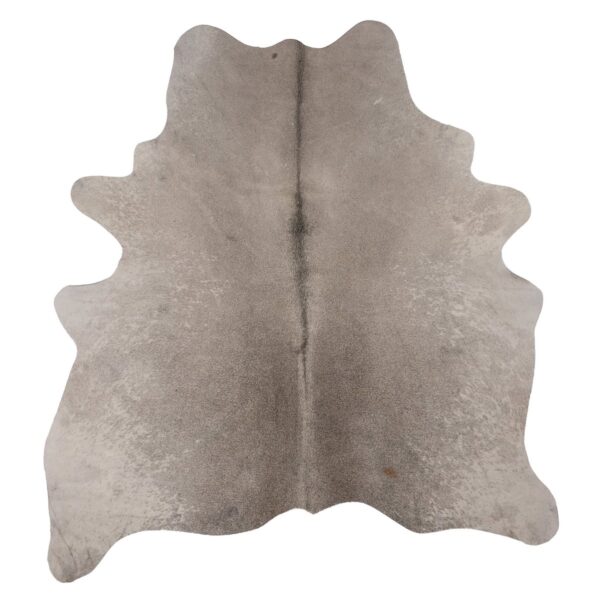 Un tapis peau de vache gris | 180x160 cm sur un fond blanc.
