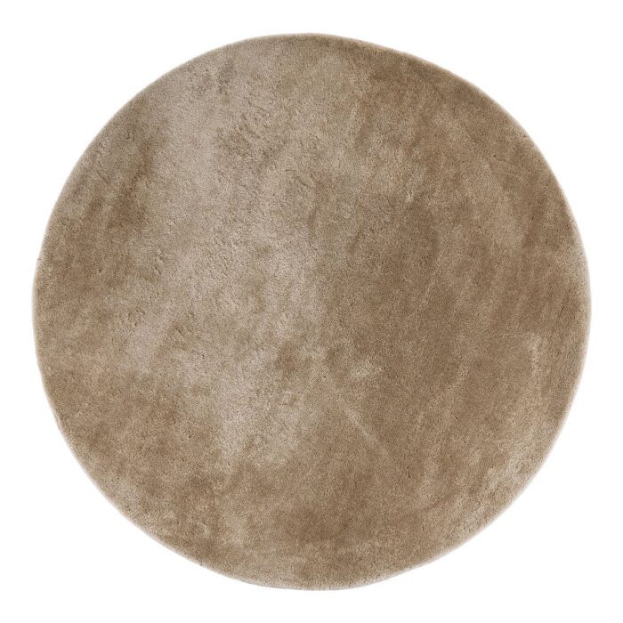 Un Tapis rond beige Ø160 cm sur un fond blanc.