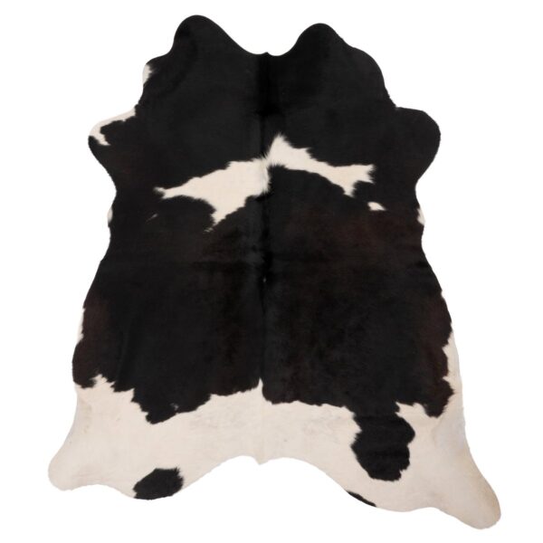 Un Tapis cuir de vache noir et blanc | 180x160 cm sur un fond blanc.