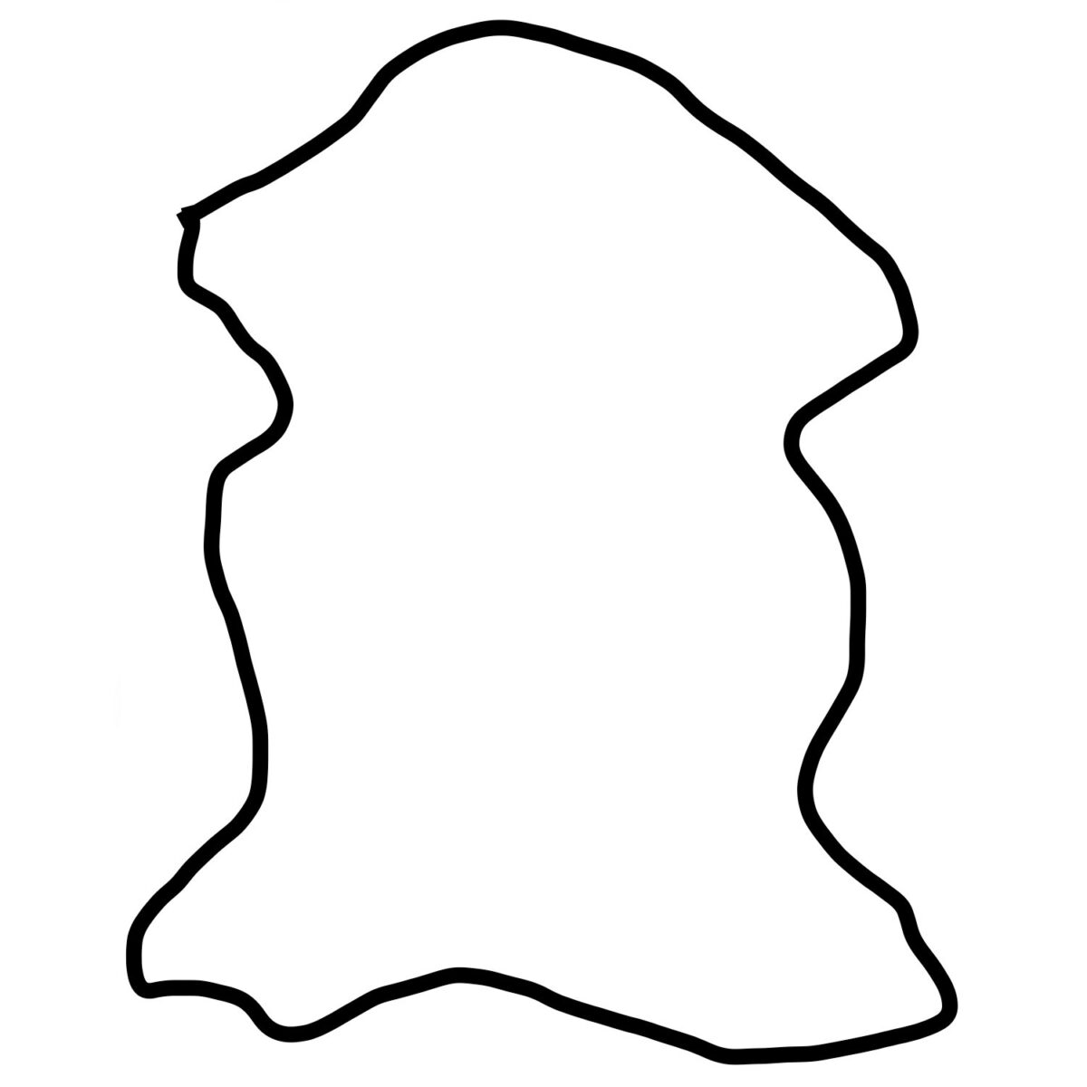 Un dessin en noir et blanc d'un Tapis peau de mouton blanc écru | 100×65 cm, mettant en valeur la matière peau de mouton.
