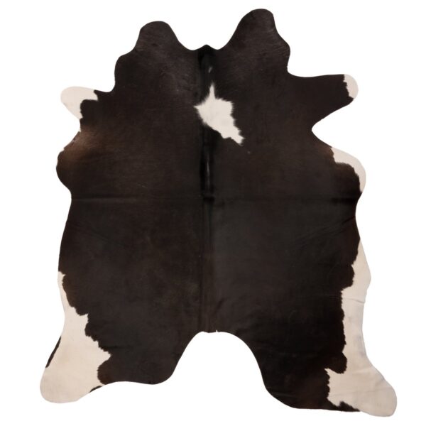 An Tapis peau de vache XXL brun et blanc | 210x180 cm sur fond blanc.