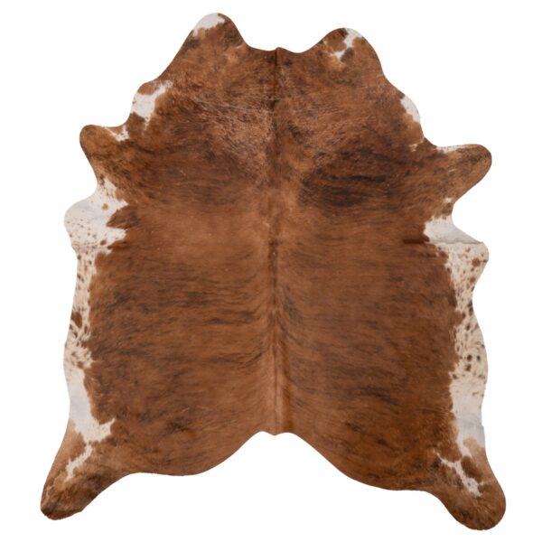 Un Tapis peau de vache marron XL | 210×180 cm sur un fond blanc.
