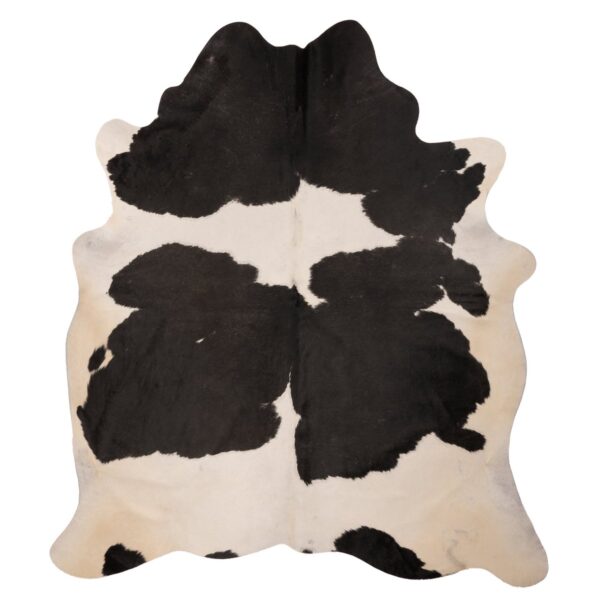 Un Tapis XL en véritable cuir de vache noir et blanc | 210x180 cm sur un fond blanc.