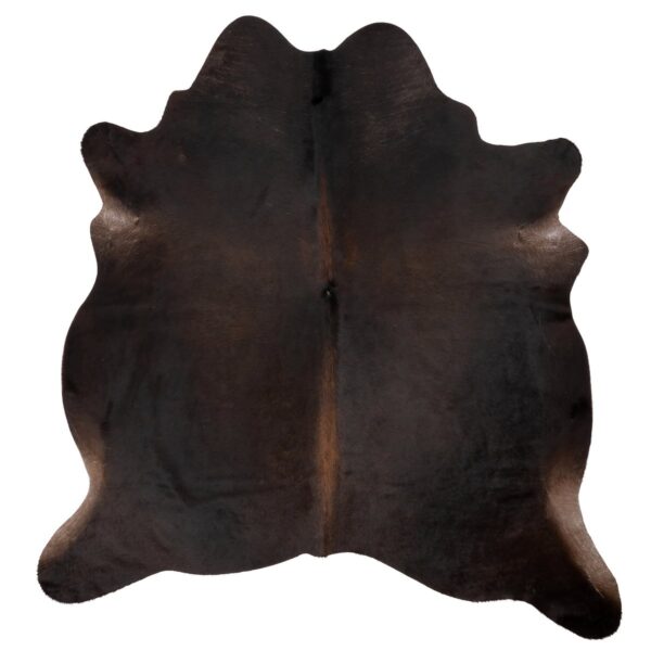 Tapis cuir de vache brun foncé | 180×160 cm sur un fond blanc.