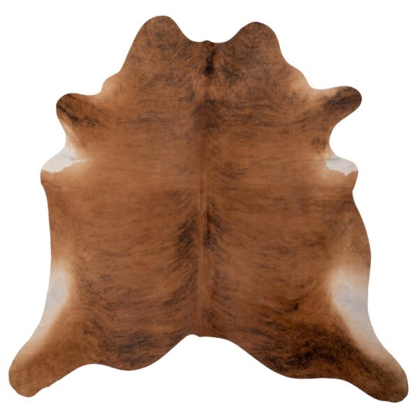 Un tapis peau de vache naturel marron | 210x180 cm sur un fond blanc.