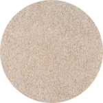 Un tapis rond beige sur fond blanc.