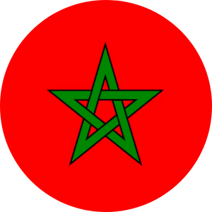 Le drapeau marocain est représenté à l’intérieur d’un cercle rouge.