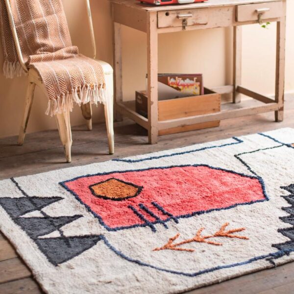 Petit tapis berbère en coton naturel