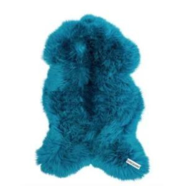 Tapis peau de mouton bleu azur