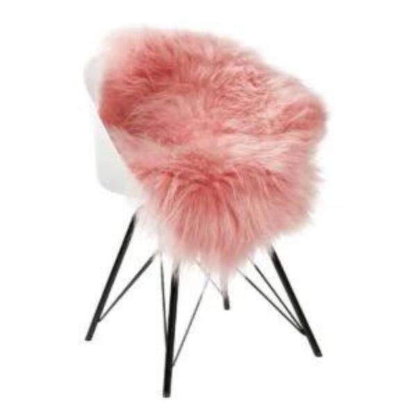 Tapis peau de mouton rose orangé