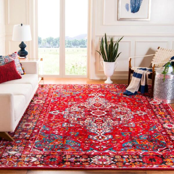Tapis rouge au style oriental dans un salon