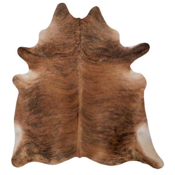 Un Tapis peau de vache unique XL marron | 210×180 cm sur un fond blanc.