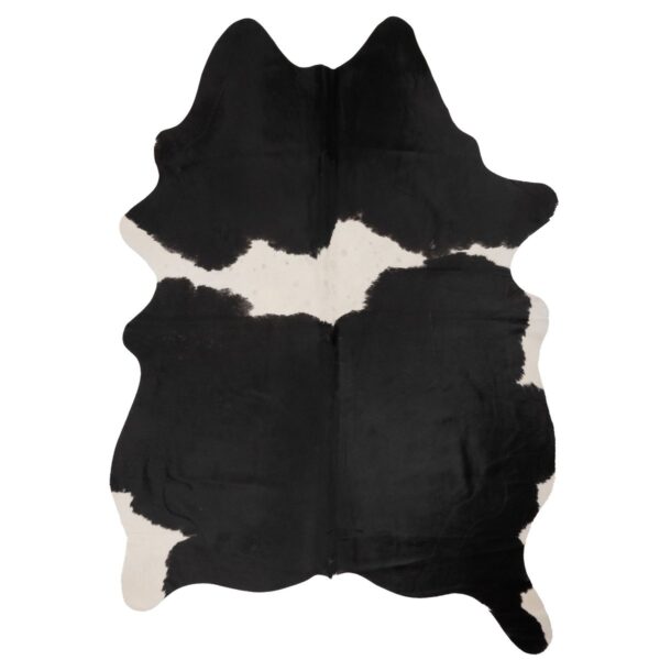 Un tapis Tapis peau de vache sombre | 210x180 cm sur un fond blanc.