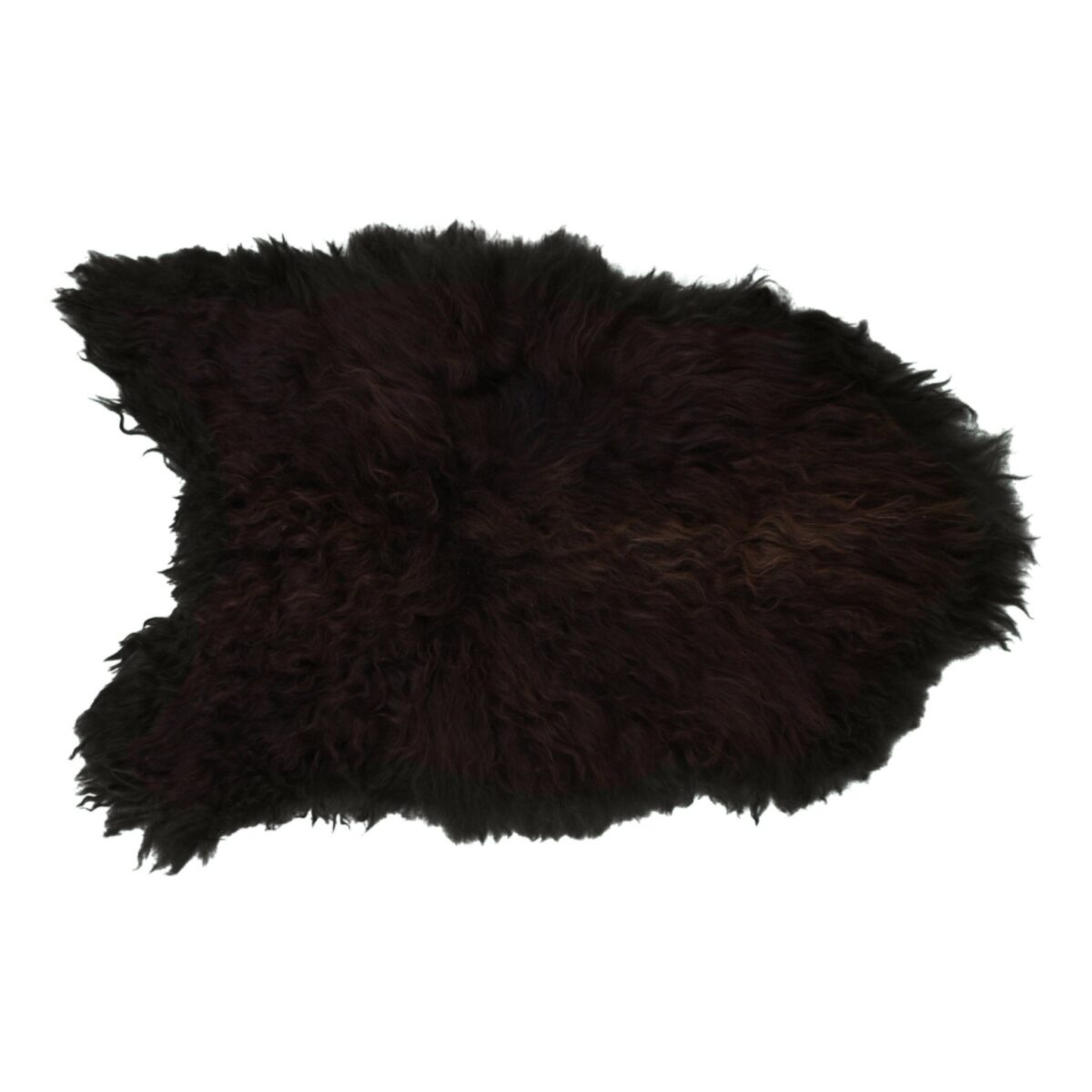 Un tapis Tapis peau de mouton marron naturel sur fond blanc.