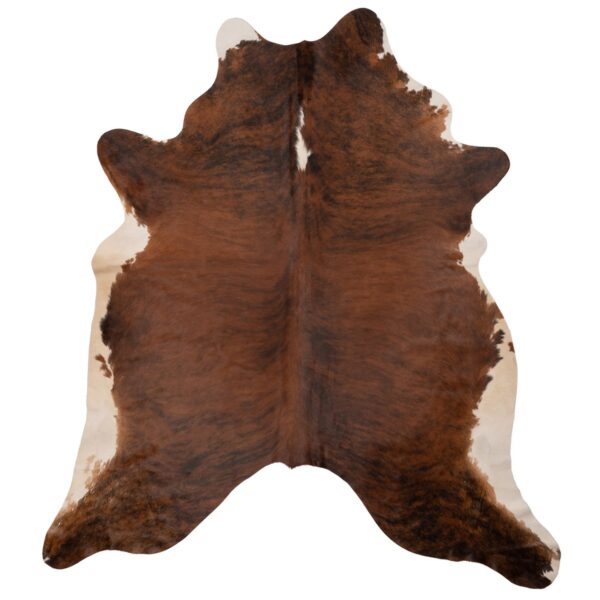 Un tapis peau de vache marron clair | 210x180 cm sur un fond blanc.