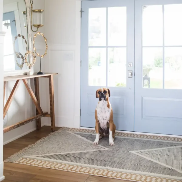 Tapis d'entrée rectangulaire avec des formes géométriques