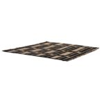 Un tapis noir et beige sur fond blanc.