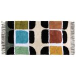 Un tapis multicolore avec des franges.