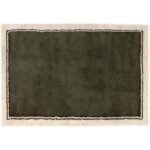 Un tapis vert avec une bordure blanche.