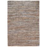 Un tapis gris et beige avec un motif tressé.