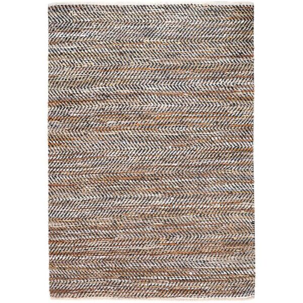 Un tapis gris et beige avec un motif tressé.