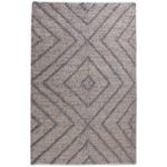 Un tapis avec un motif en losanges bleu et gris.