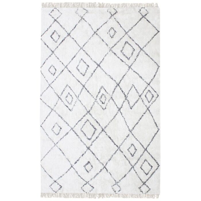 Un tapis blanc avec des diamants dessus.