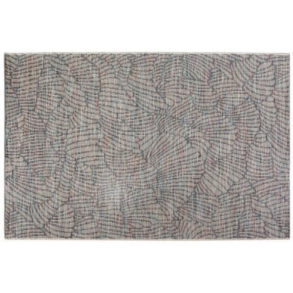 Un tapis avec des lignes bleues dessus.