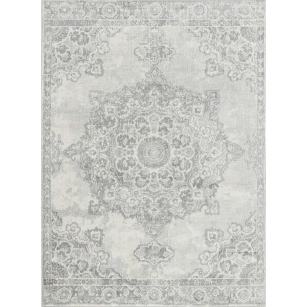 Tapis gris à motifs persans vintage.