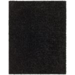 Tapis noir à poils longs pour intérieur.