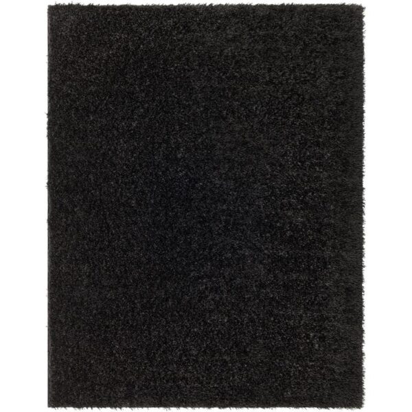 Tapis noir à poils longs pour intérieur.