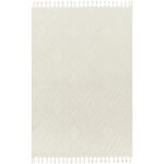 Tapis blanc géométrique à franges