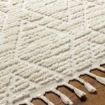 Tapis à texture géométrique avec franges.