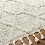 Tapis à motifs géométriques avec franges.