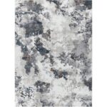 Tapis moderne abstrait gris et bleu.