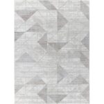 Tapis moderne géométrique gris et blanc.