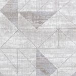 Tapis géométrique gris et blanc moderne.