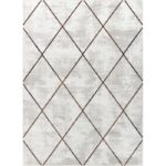 Tapis moderne motifs géométriques gris.