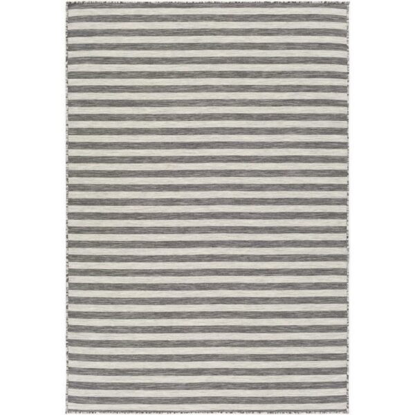 Tapis rayé gris moderne pour intérieur.