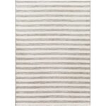 Tapis à rayures gris et blancs.