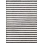 Tapis rayé noir et blanc moderne.