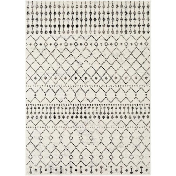 Tapis motif berbère noir et blanc.