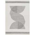 Tapis moderne géométrique noir et blanc.