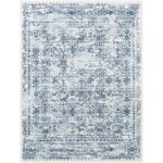 Tapis persan vintage bleu et blanc.